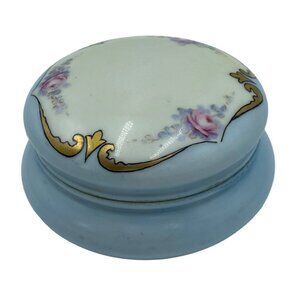 Antique Limoges Porcelain Trinket Box With Hand-Painted Floral Design